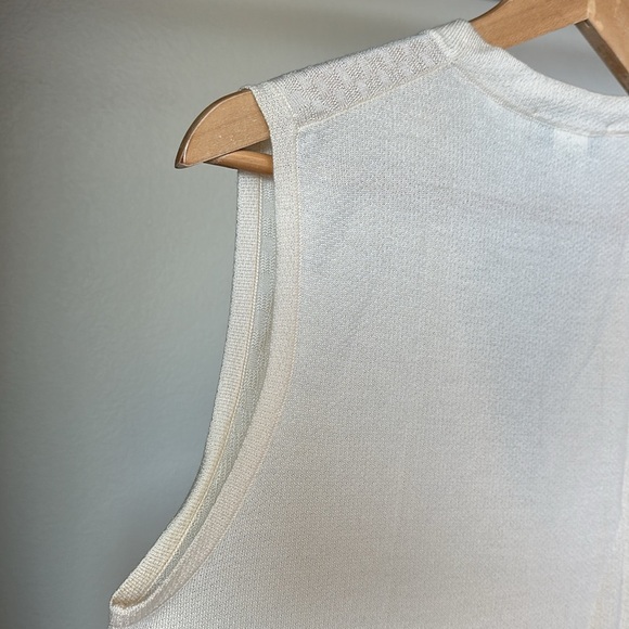 Barneys New York Cashmere Silk Merino Knit Vest Cream Textured Made in Italy - Picture 10 of 13
